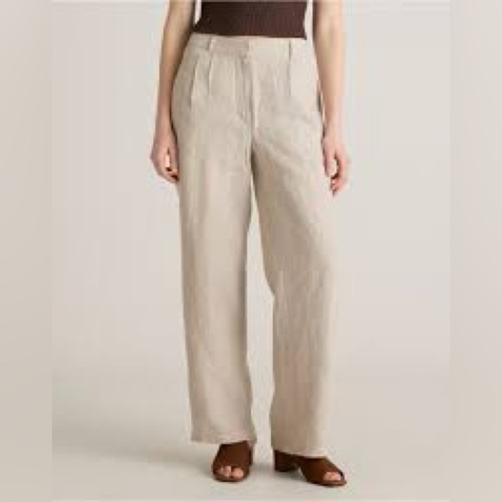 Vintage linen 6/8 Beige high waist Pants